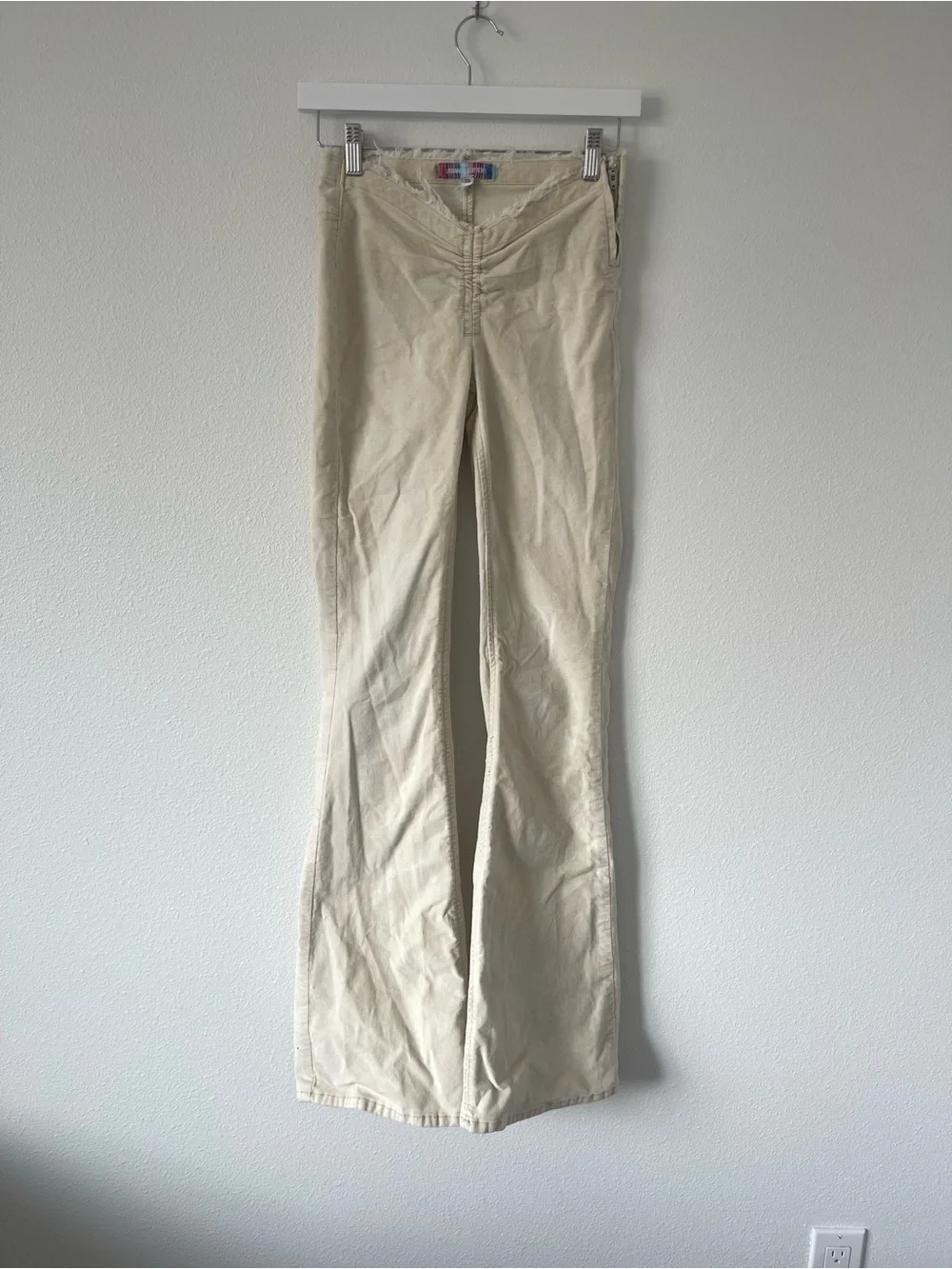 Urban Outfitters Cream Frayed Waist Corduroy Skirt